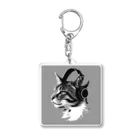 AI間違い探しのヘッドホンをした猫 Acrylic Key Chain