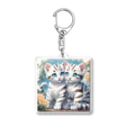 yoiyononakaの虎縞白猫兄弟のまなざし02 Acrylic Key Chain