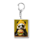 Colorful Canvasのハンバーガーを食べるパンダ Acrylic Key Chain