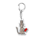 楕円動物クラブのパンチのあるねこパンチ Acrylic Key Chain