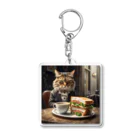 だんのんのサンドイッチでランチする猫 Acrylic Key Chain