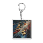 MistyStarkの宇宙を飛び交う車たち Acrylic Key Chain