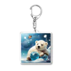 りんりんの可愛いシロクマちゃんショップ　かわいいよ！のボールを守っている白熊 Acrylic Key Chain
