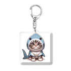 IloveCatのサメのフードを被った愛くるしい子猫 Acrylic Key Chain