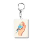 AQUAMETAVERSEの手のひらでおしゃべりセキセイインコの　BLUE PLUM  691 Acrylic Key Chain