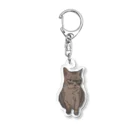 手書きイラストで猫ミームの怪しむ猫 Acrylic Key Chain