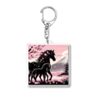 momoart8888のブラックホース Acrylic Key Chain