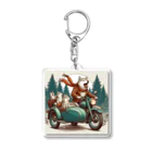 シマのバイクに乗る狼の親子 Acrylic Key Chain