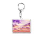 水彩色鉛筆チャンネルの紫色の雲と夕焼け（水彩色鉛筆画） アクリルキーホルダー