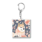 Grazing Wombatの日本画風、柴犬と桜２-Japanese-style painting of a Shiba Inu with cherry blossoms 2 アクリルキーホルダー