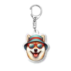 柴犬に囲まれたいのカラフルなバケハをかぶった柴犬 Acrylic Key Chain