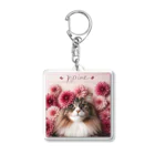 Y m @Y's shopの猫とダリア Acrylic Key Chain