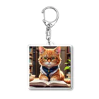 L Laurelの知的でかわいい猫が本に没頭中！ Acrylic Key Chain