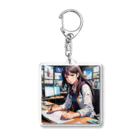 エーアイコの学者風の女性が研究しているシーン Acrylic Key Chain