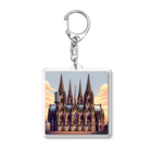 Pixel Art Goodsのケルン大聖堂（pixel art） Acrylic Key Chain