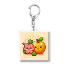 金運上昇金のリンゴの恋愛運アップの金のリンゴとピンクのクローバー Acrylic Key Chain