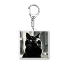 mknの貫禄のあるくろ猫 Acrylic Key Chain