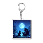 Super_Bluemoonの不思議な世界のゴリラと黒猫の友情🎵 Acrylic Key Chain