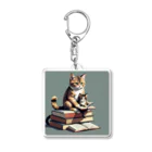 三毛猫shopの本を読む猫 Acrylic Key Chain