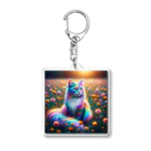 momonekokoの虹色に輝く優雅な猫 Acrylic Key Chain