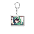 neko_28の恐竜の着ぐるみを着た女の子 Acrylic Key Chain