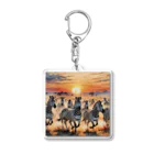 nigihayahiの夕焼けを走るシマウマ Acrylic Key Chain