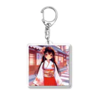 Cartoonのかわいい巫女さん Acrylic Key Chain