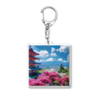 AQUAMETAVERSEの絶景な富士山ツツジ満開な季節 アメジスト2846 Acrylic Key Chain