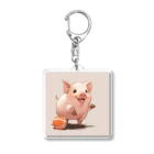 ganeshaのかわいいブタ遊びフェッチ Acrylic Key Chain