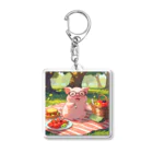 ganeshaのかわいい豚とピクニック Acrylic Key Chain