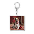 ワンニャンのスリッパを持ち出している犬 Acrylic Key Chain