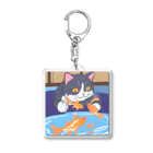 Chama's shopの猫と金魚 Acrylic Key Chain