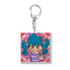 にじわたりねこのかわいい心　女の子イラスト Acrylic Key Chain