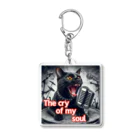 moriyama1981の歌を歌う黒猫 Acrylic Key Chain