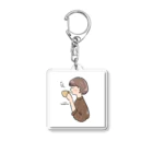 Sakikoのほっとひと息つく女の子　カフェ　ブラウン Acrylic Key Chain