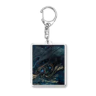 夜のアトリエのフルイドアートグッズ　夜の大海と夜の巨龍 Acrylic Key Chain