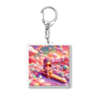 キュート＆クールの夕暮れ時のシーソー少女（３Dアニメ風） Acrylic Key Chain