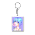 World_Teesのバブルガムを噛むアニメガール 日本の美学 アニメオタク Acrylic Key Chain