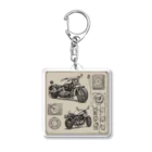 the blue seasonのクラシックバイクの設計図と計器類 Acrylic Key Chain