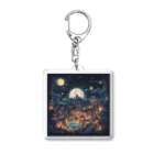 みんな自由の翼の異世界風夜の町 Acrylic Key Chain