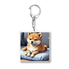 oricoricoのクッションの上でくつろぐ柴犬 Acrylic Key Chain