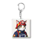 Shellの働く猫：消防士 Acrylic Key Chain