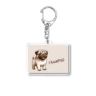 ブヒーズのFAWN　PUG*カラー付 Acrylic Key Chain