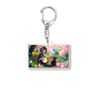 Mia-Alto_Adventure_Storeの時空の旅猫アルトとミアと桜の庭園 Acrylic Key Chain