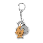 4621工務店のおねむなジムちゃんとたい焼き(グレー) Acrylic Key Chain