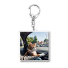 HIROKITI_HAPPYのドライブする猫 Acrylic Key Chain