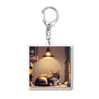 HIROKITI_HAPPYのライトに照らされた猫 Acrylic Key Chain