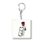 クロネコの薔薇と白猫 Acrylic Key Chain