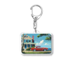 MistyStarkの赤いコルベットと海辺の家　－　red corvette and seaside house　－ Acrylic Key Chain