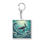 海の幸のウミガメと水流 Acrylic Key Chain